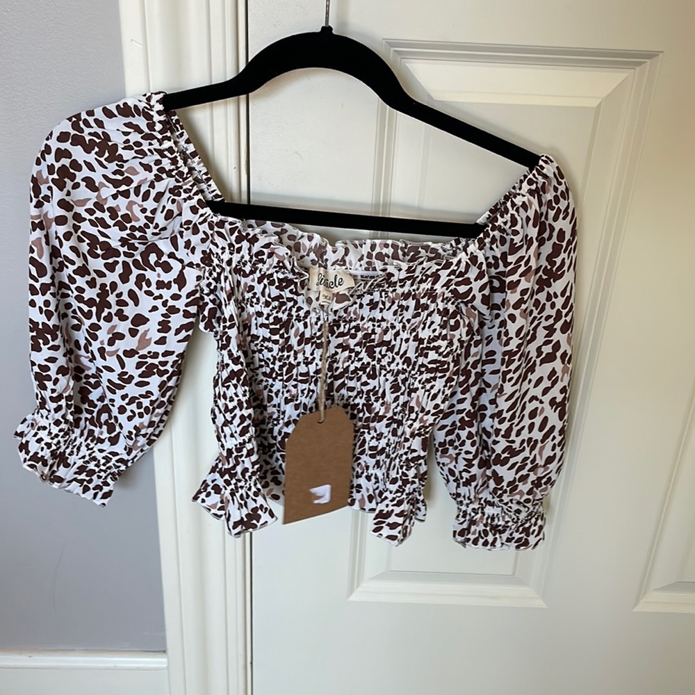 Cheetah Print Crop Top Blouse